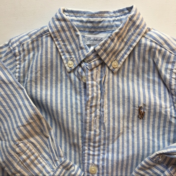 Ralph Lauren Boys Dress Shirt 12M Stripes Like Dad - Picture 2 of 6